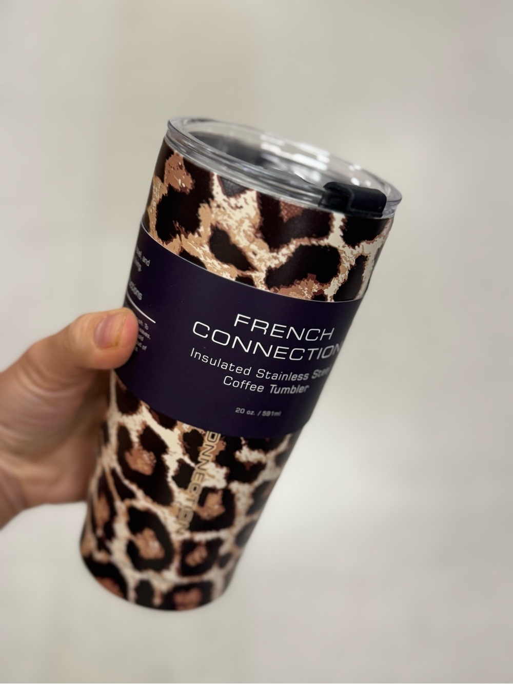 French Connection Leopard Print Insulated Tumbler - Brown & Black